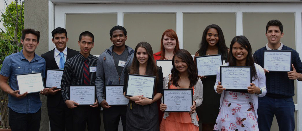 These Freedom Writers Scholars receive their scholarships at our annual Freedom Writers Scholarship Brunch.